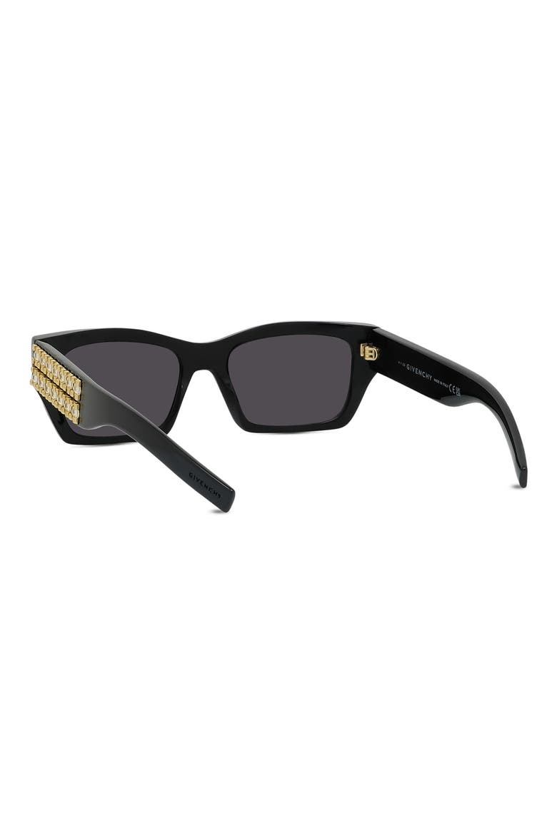 Plumeties 54mm Geometric Sunglasses, Alternate, color, SHINY BLACK / SMOKE