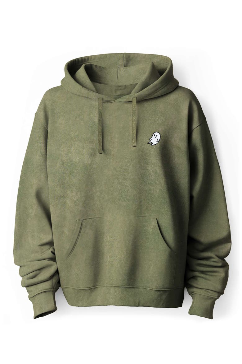 Ghost Embroidered Washed Hoodie, Main, color, Olive