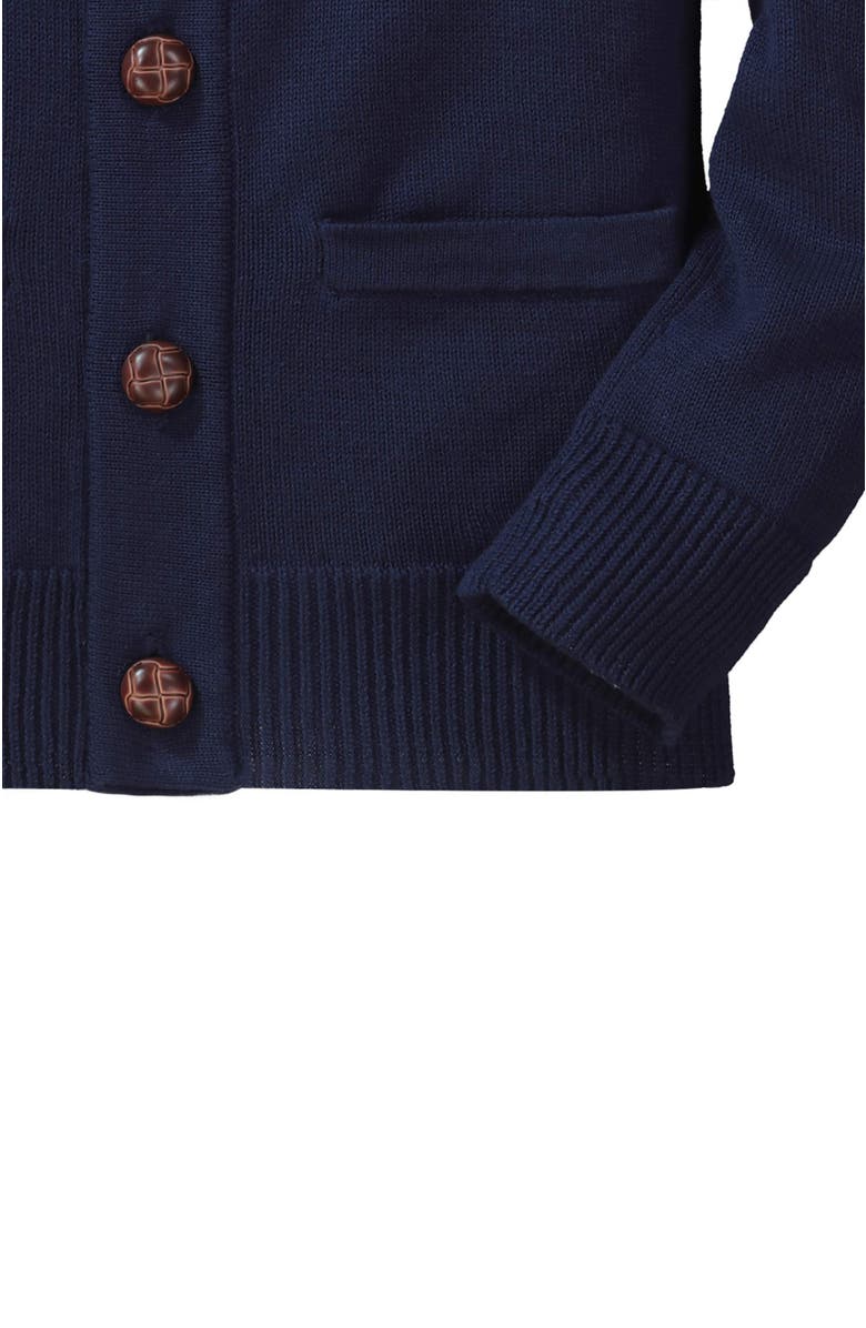 Hope & Henry Baby Boys' Shawl Collar Cardigan, Infant, Alternate, color, Navy With Grey Stripes Sleeve