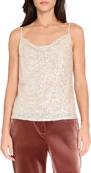Tahari ASL Sequin Cowl Neck Camisole