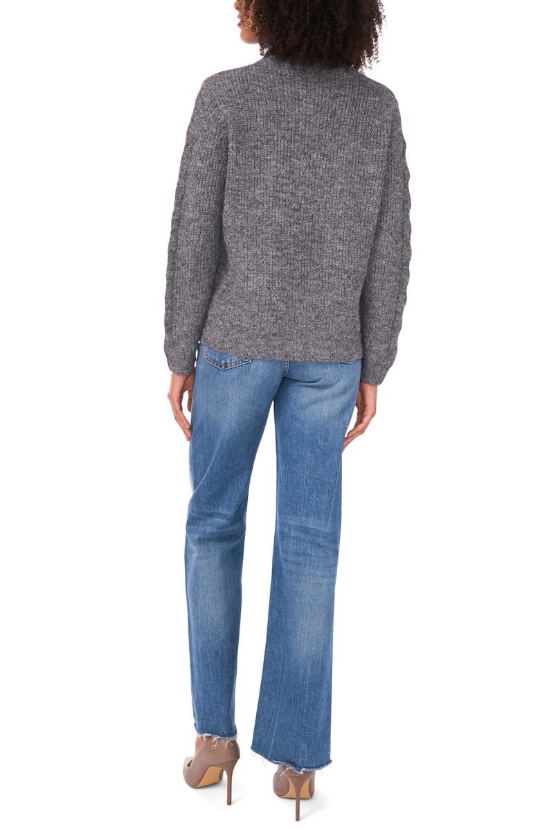 1.STATE Cable Knit Sleeve Sweater, Alternate, color, Medium Heather Grey