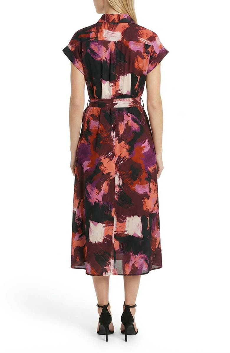Maggy London Cap Sleeve Midi Shirtdress, Alternate, color, Peach/ Wine