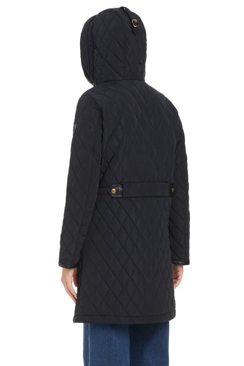 Diamond Quilted Hooded Coat, Alternate, color, BLACK