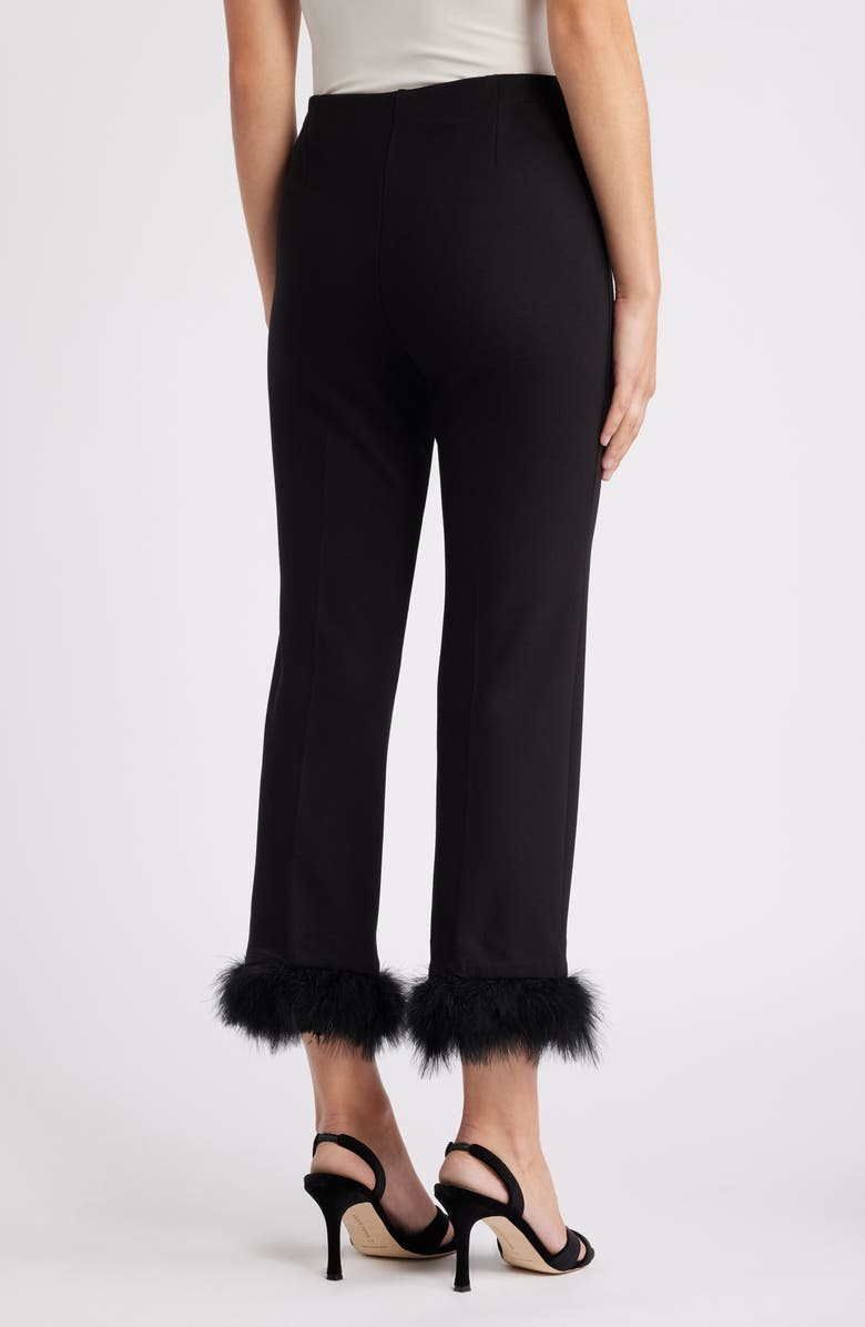 Anne Klein Crop Feather Trim Pull-On Pants, Alternate, color, 