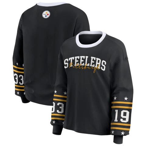 Women's WEAR by Erin Andrews Black Pittsburgh Steelers Plus Size Sport Long-Sleeve T-Shirt