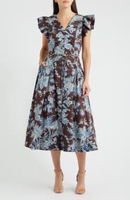 Elie Tahari The Eloise Floral Print A-Line Dress