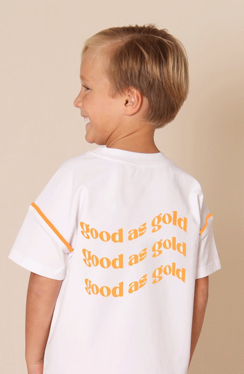 TINY TRIBE Kids' Good as Gold Cotton Graphic T-Shirt, Alternate, color, White