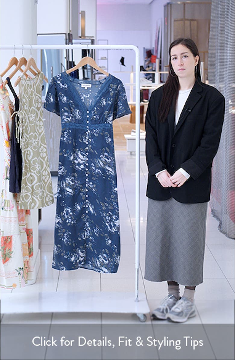 Lace Trim Floral Print Midi Dress, sales video thumbnail