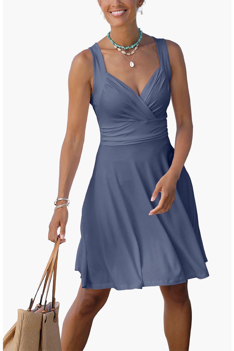 Sleeveless Wrap Look Dress, Main, color, Smokey Blue
