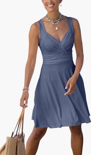 LASCANA Women's Sleeveless Wrap Look Dress