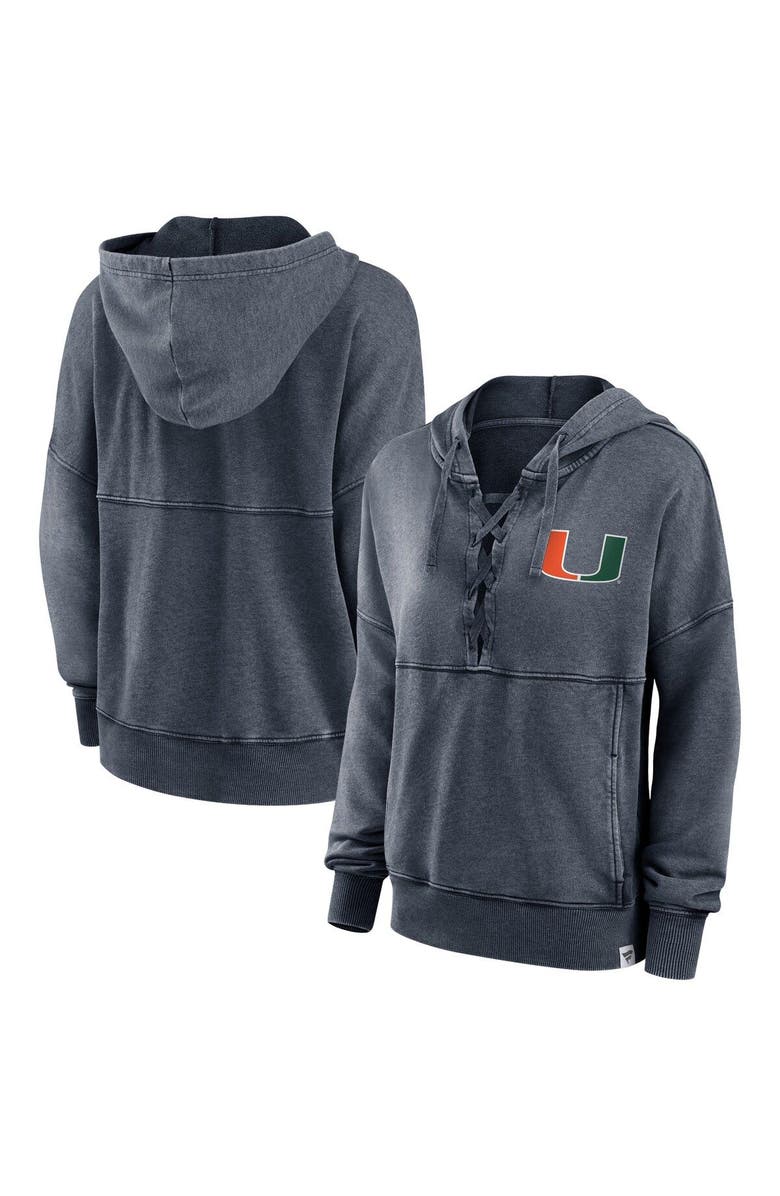 FANATICS Women's Fanatics Branded Heathered Charcoal Miami Hurricanes Overall Speed Lace-Up Pullover Hoodie, Main, color, 