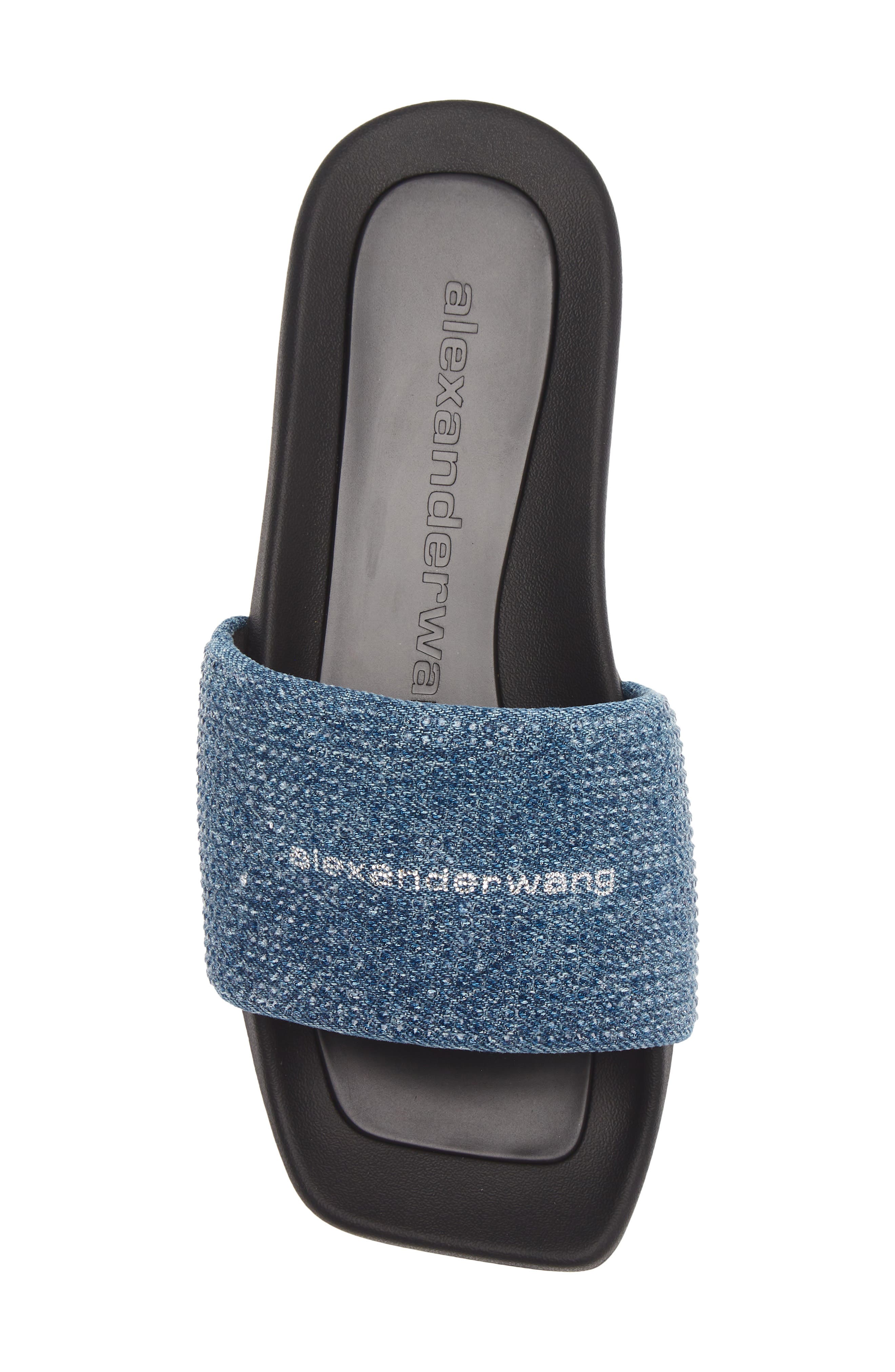 Crystal Embellished Denim Slide Sandal, Alternate, color, VINTAGE MEDIUM INDIGO