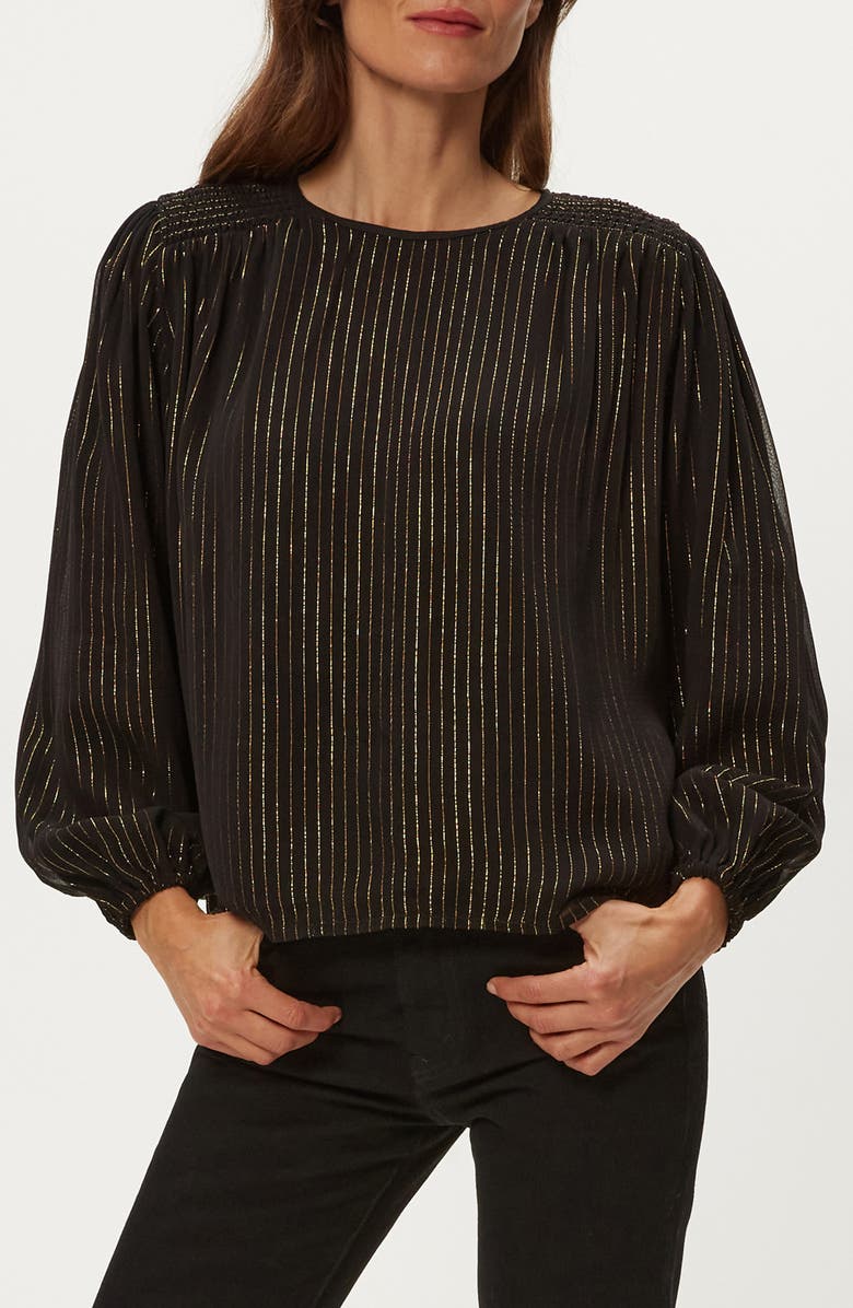 Michael Stars Dolly Metallic Stripe Top, Alternate, color, Black Combo