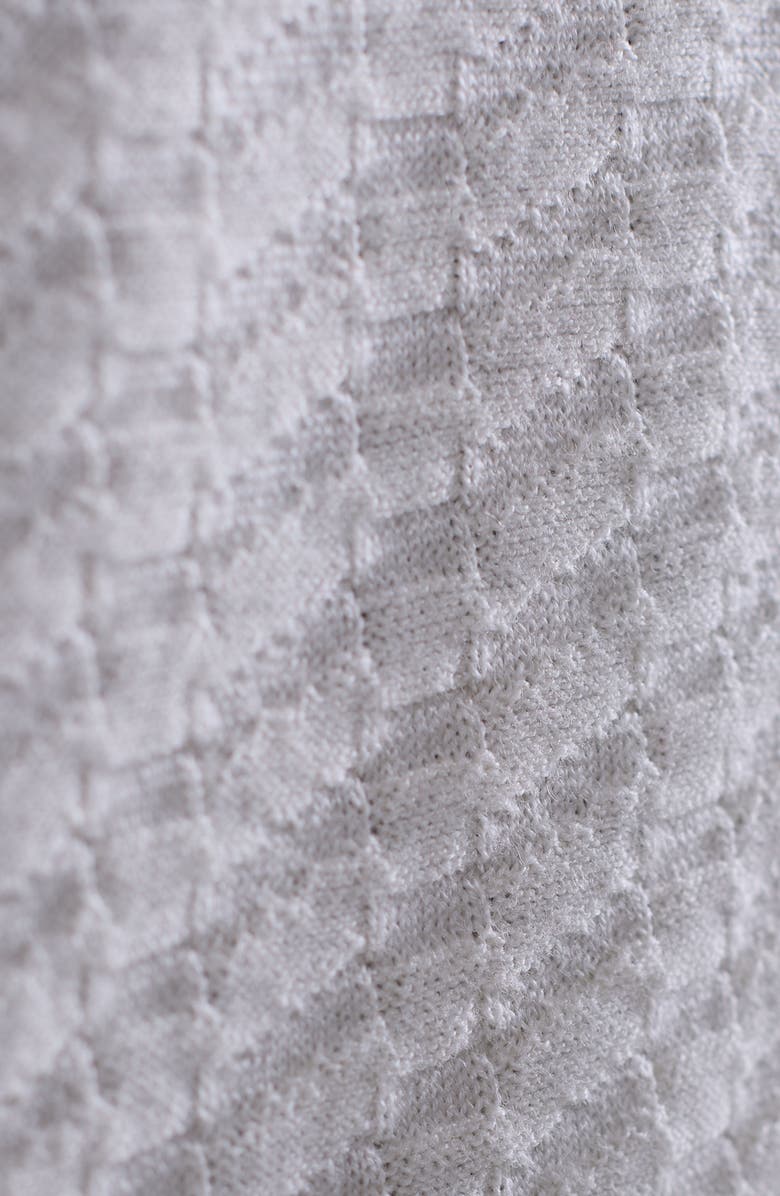 Bugatchi Pyramid Stitch Merino Wool & Silk Crewneck Sweater, Alternate, color, Chalk