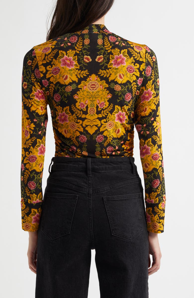FARM Rio Arabesque Floral Mock Neck Jersey Top, Alternate, color, 