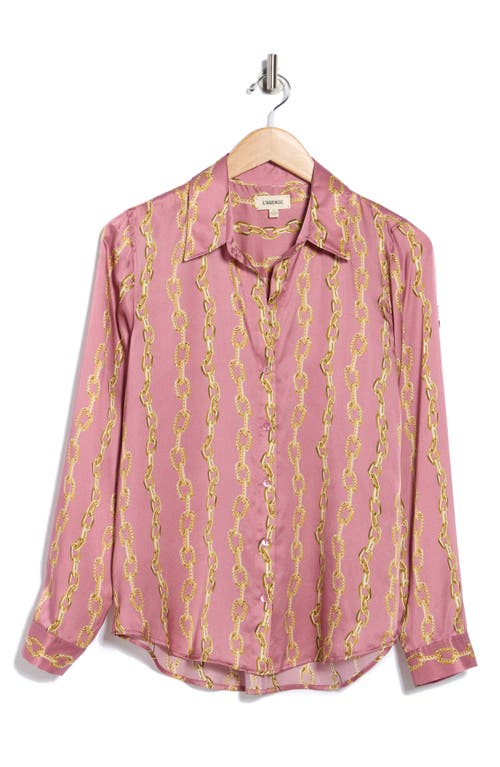 L Agence Tyler Silk Blouse In Mauve Rose Metallic Chain In Pink