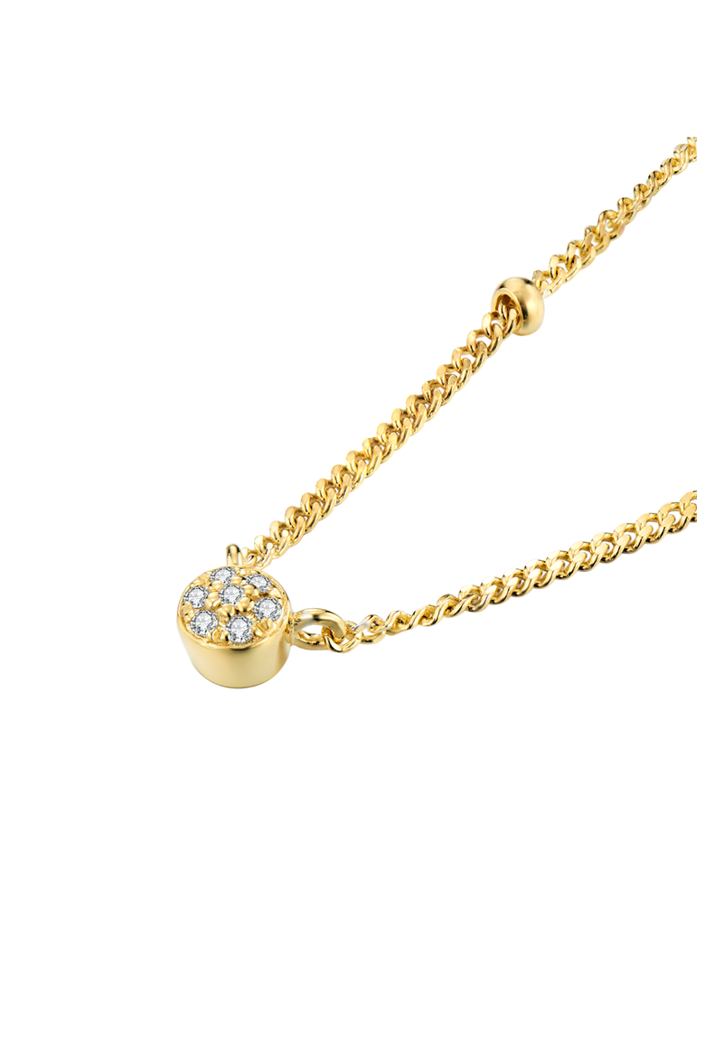 First Beaded Diamond Necklace |  7 natural diamonds | 925 Sterling Silver | Necklace | 16 - 17.5 in | Yellow 18k-Gold Plated, Alternate, color, Yellow 18k Gold Plated