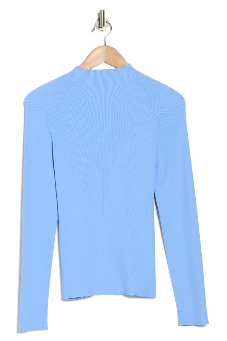 Leenda Mock Neck Ribbed Sweater, Alternate, color, BLUE
