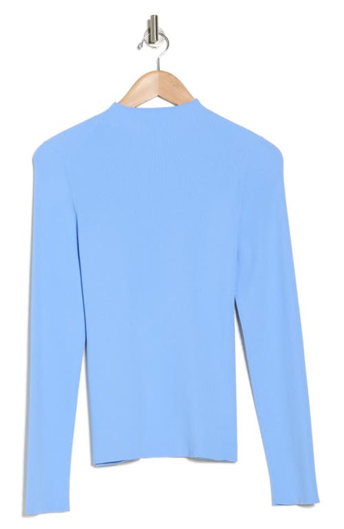 Theory Leenda Mock Neck Ribbed Sweater In Blue