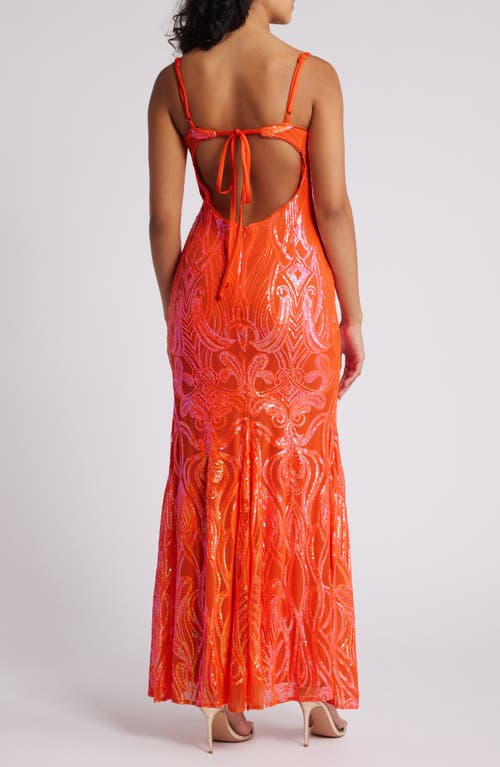 Morgan & Co. Sequin Gown In Orangina