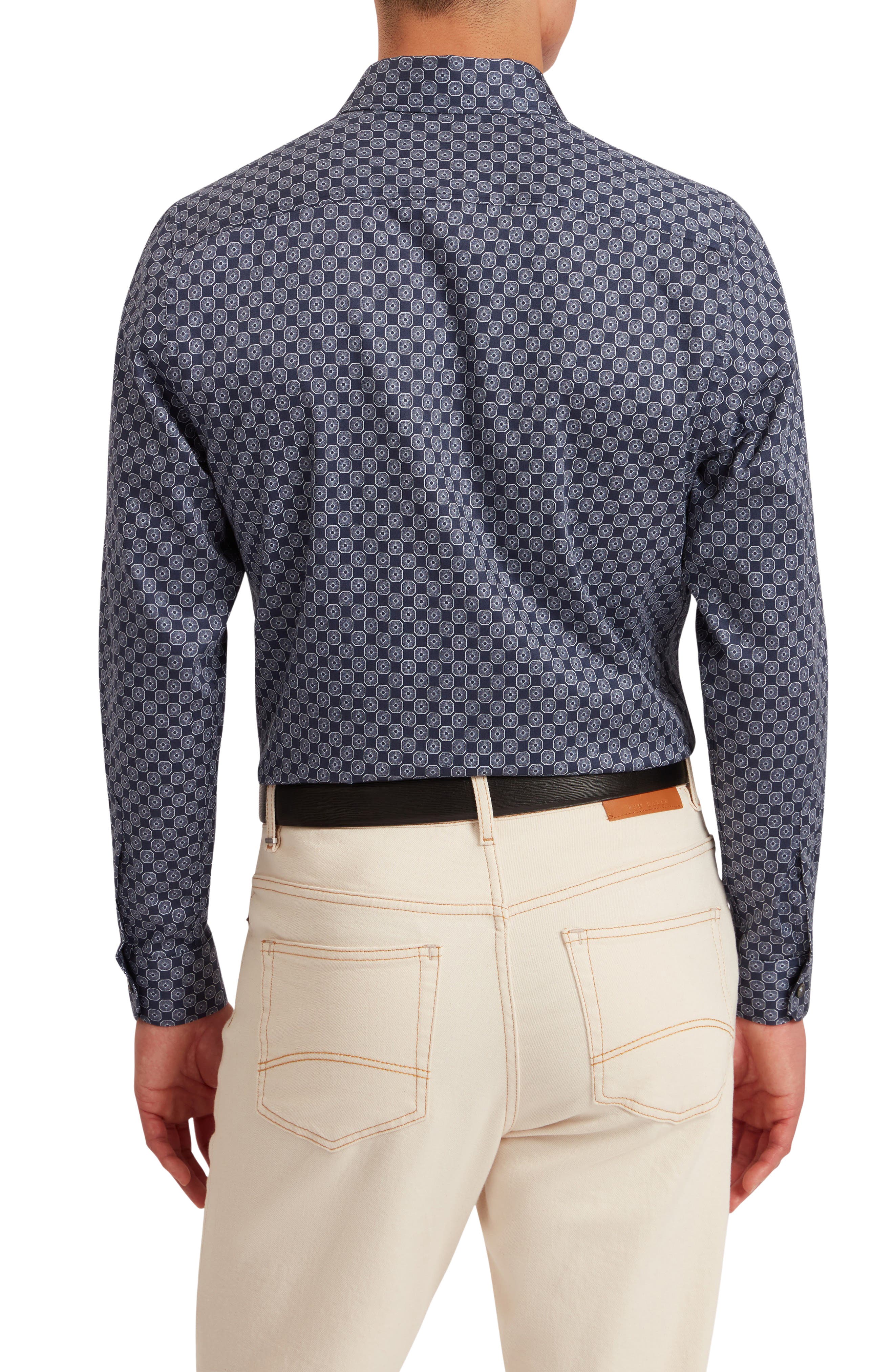 Sef Slim Fit Print Cotton Button-Up Shirt - image 2