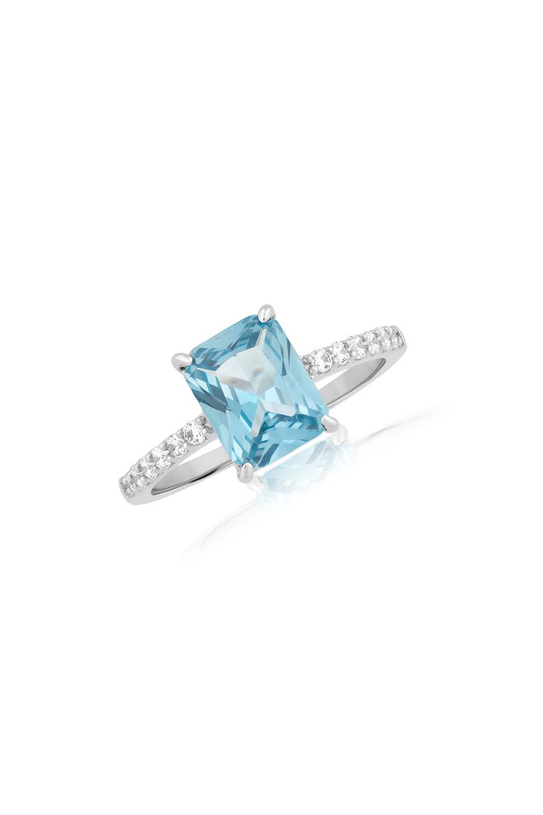 Rectangular Cubic Zirconia Statement Ring, Main, color, BLUE