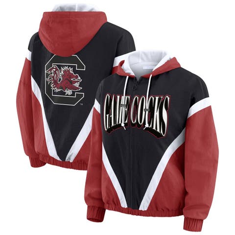 Women's WEAR by Erin Andrews Garnet/Black South Carolina Gamecocks Colorblock Full-Zip Hoodie Windbreaker Jacket