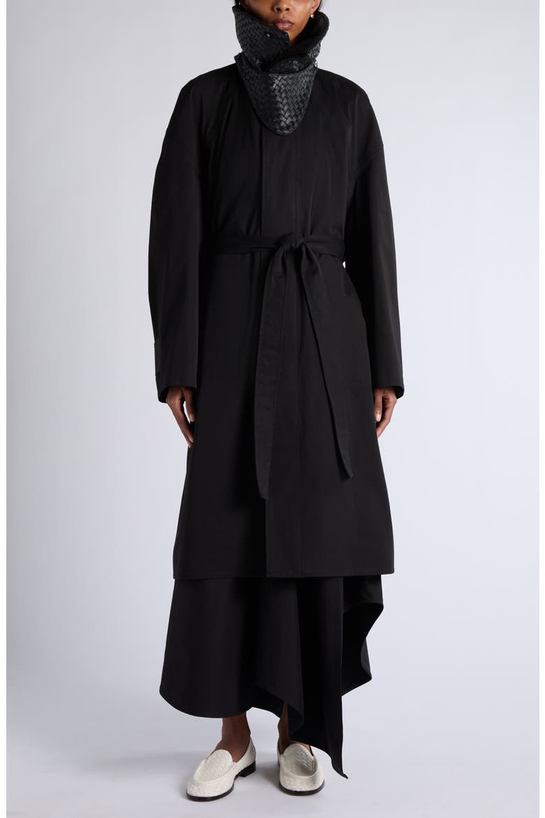 Wide Collar Light Cotton Coat, Alternate, color, 1010 DOUBLE BLACK