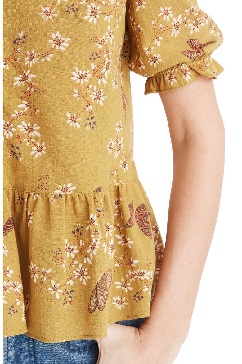 Courtyard Ruffle Hem Top, Alternate, color, BUTTERFLY GOLDEN MEADOW