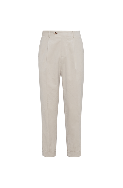パンツ BRUNELLO CUCINELLI CORDUROY TROUSERS Corduroy trousers for Man in Ivory | Brunello Cucinelli