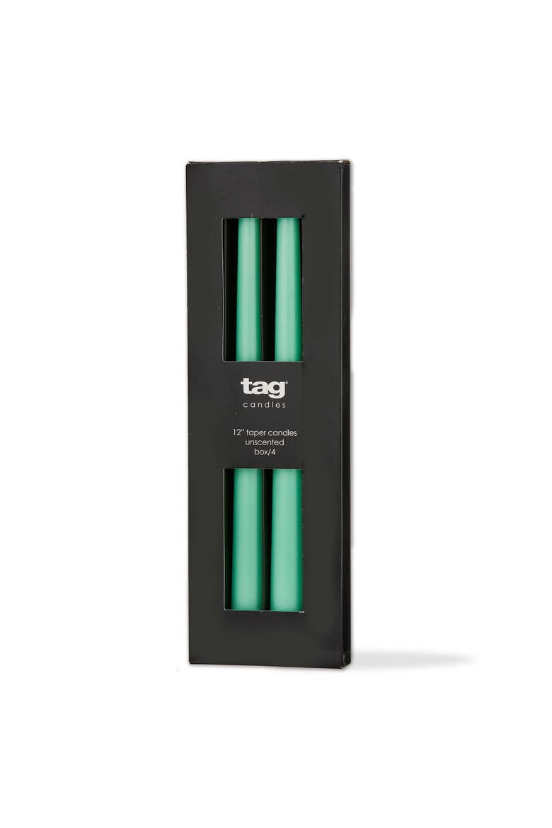 Color Studio Traditional Taper Unscented Candle Set Seafoam, Main, color, Green