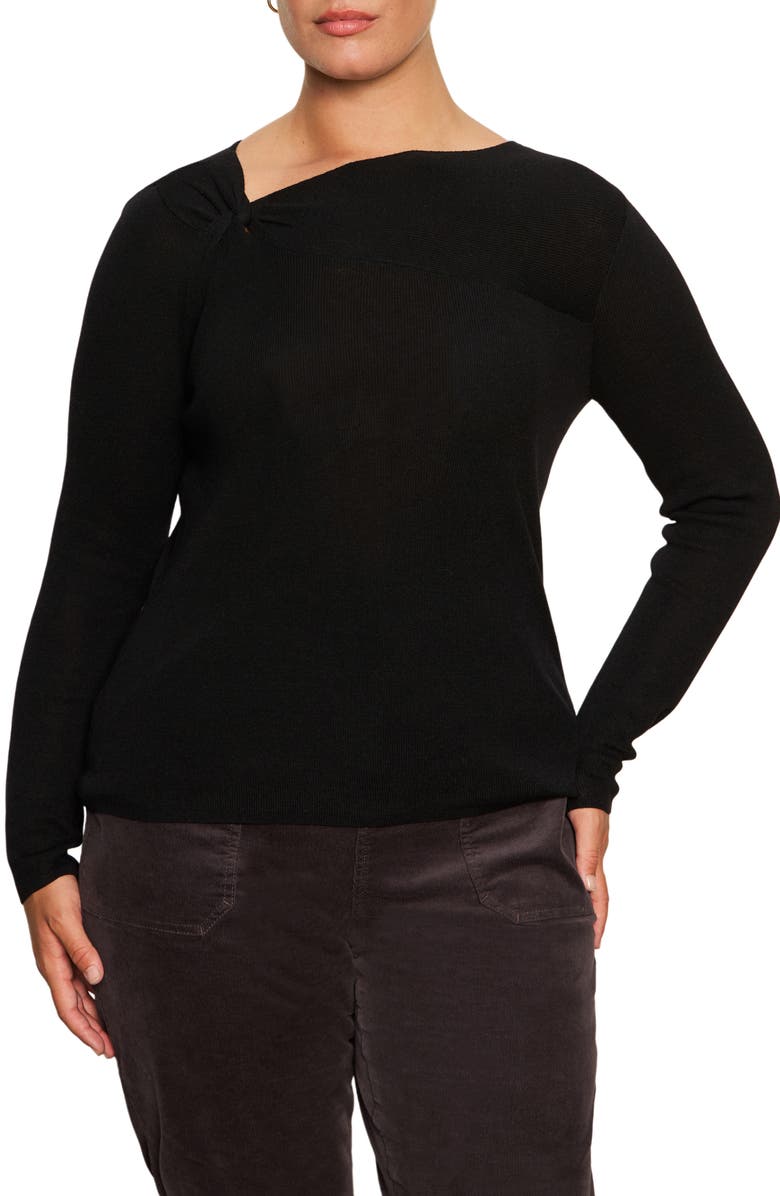 Sanctuary Shoulder Twist Long Sleeve Top, Main, color, Black