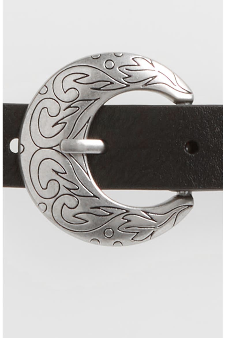 Moon Western Faux Leather Belt, Alternate, color, BLACK