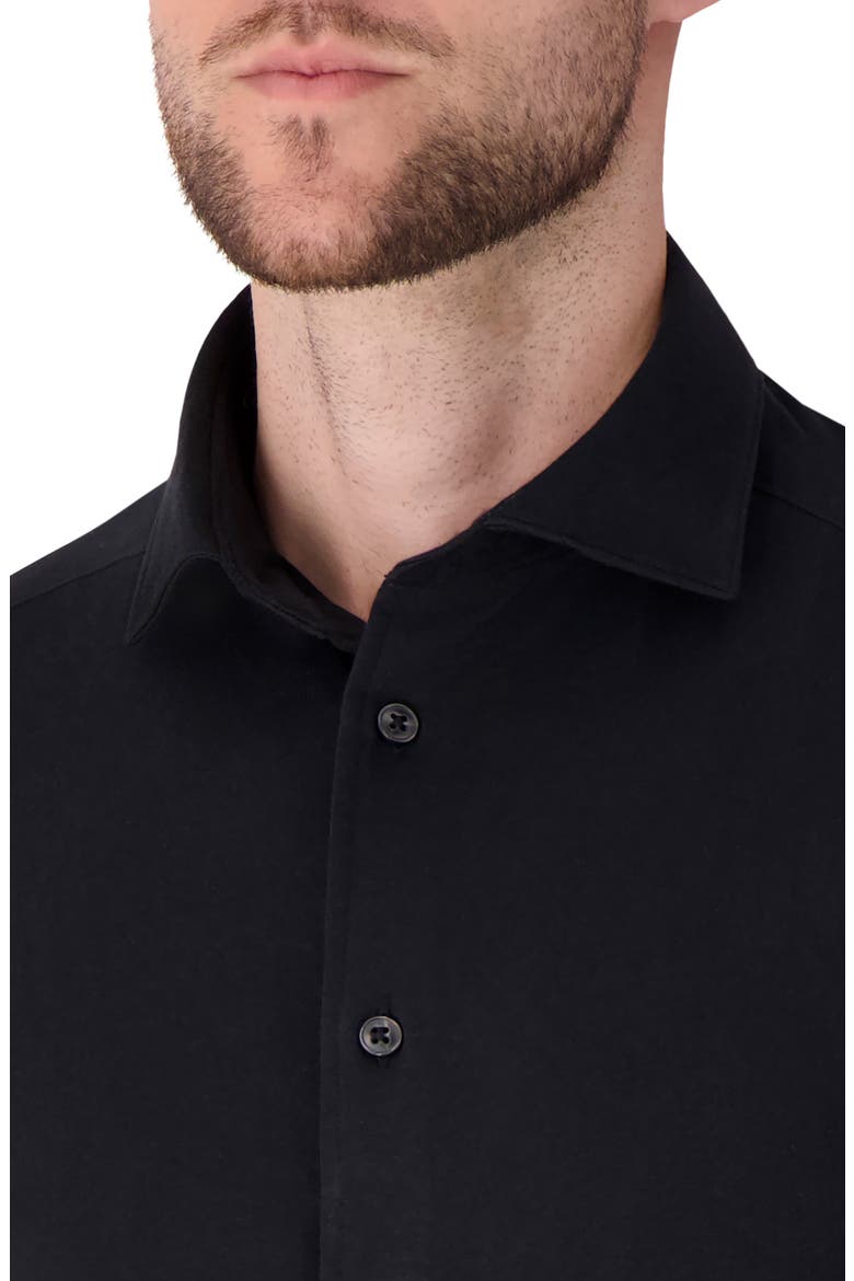 Regular Fit Solid Black Knit Cotton Dress Shirt, Alternate, color, BLACK