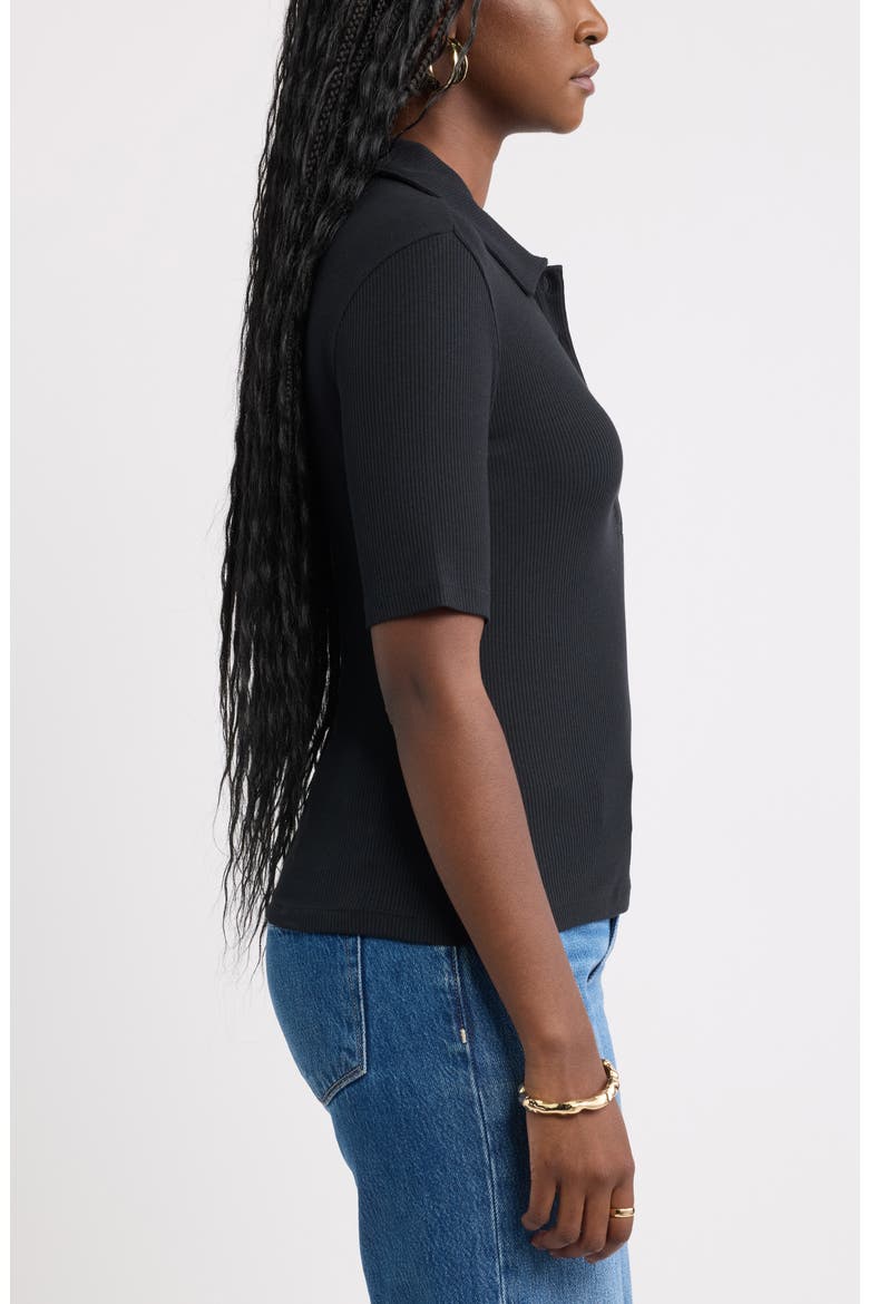 Ribbed Polo, Alternate, color, BLACK
