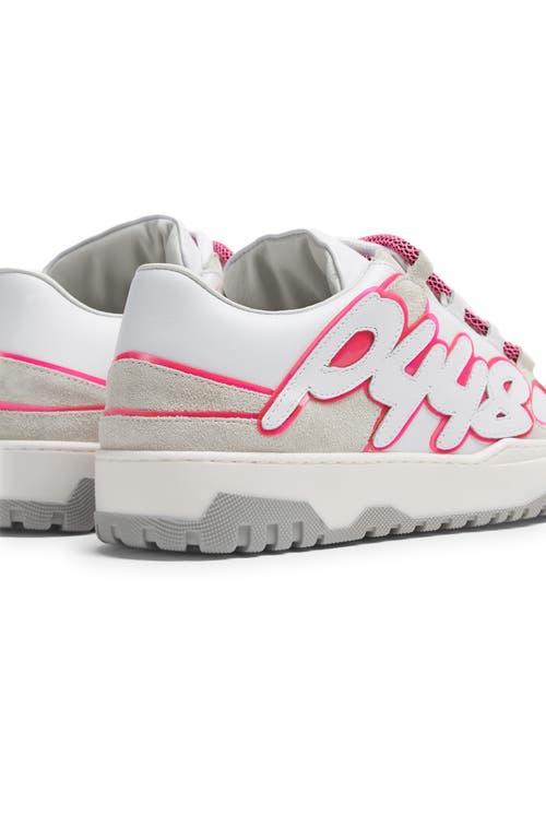 P448 George Low Top Sneaker In White/fluo