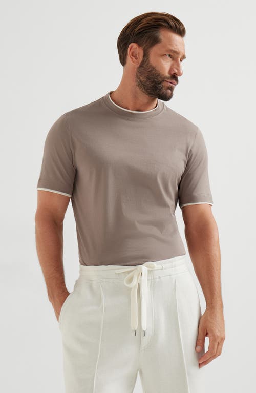 Brunello Cucinelli T-shirt With Faux-layering In Brown