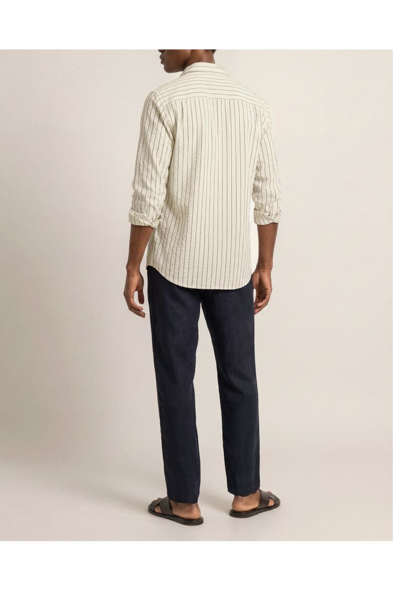 Justin Seersucker Cotton Stripe Shirt, Alternate, color, Latte/Night Iris