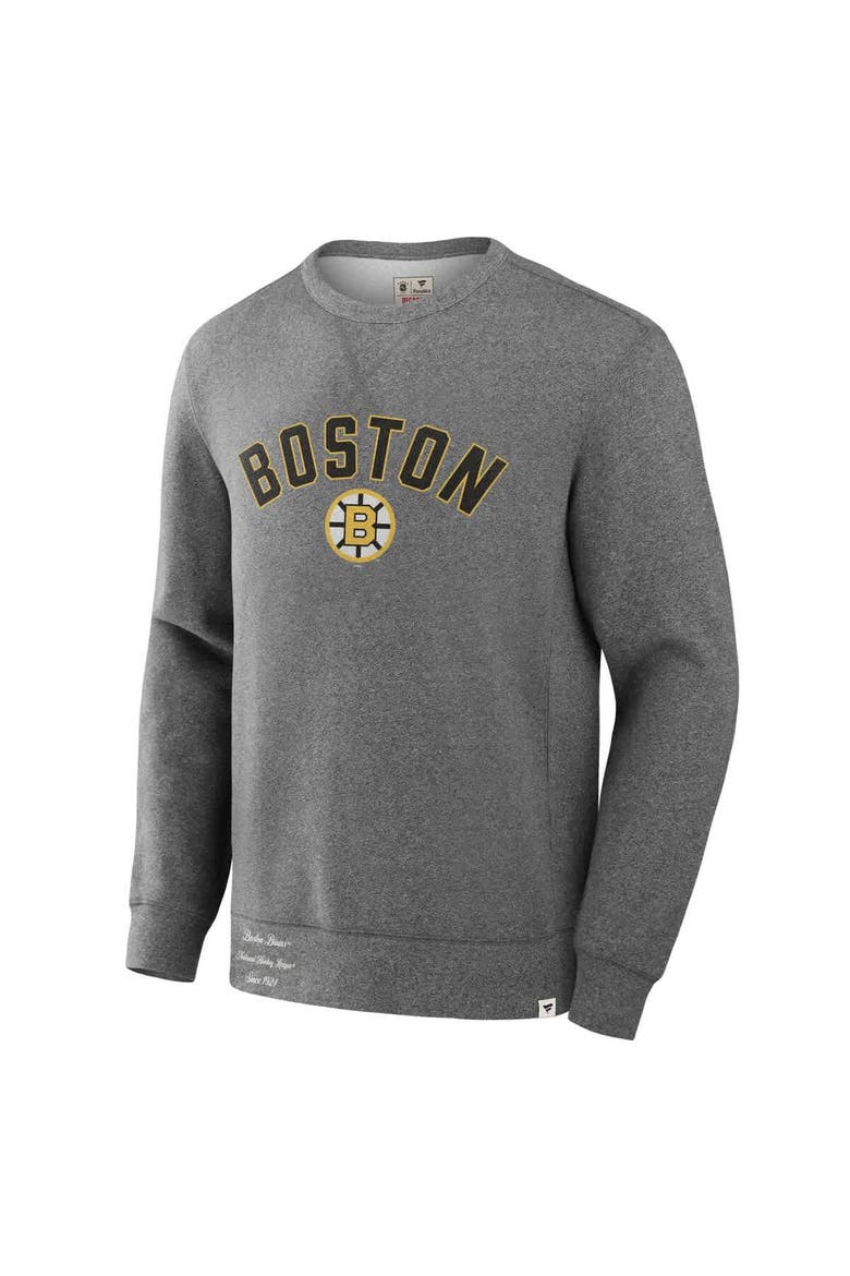 Men's Fanatics Heather Gray Boston Bruins Decades Collection Legendary Fleece Pullover Sweatshirt, Alternate, color, Heather Gray