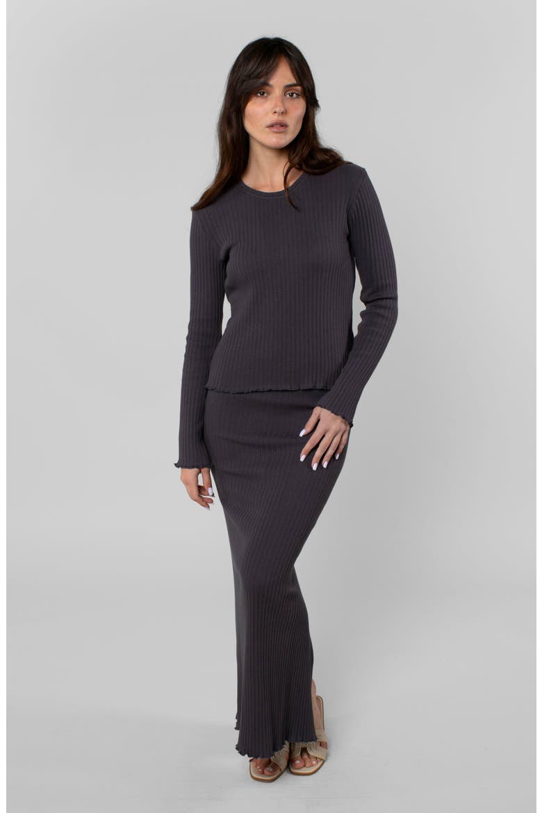 Cotton Rib Long Sleeve, Alternate, color, Charcoal