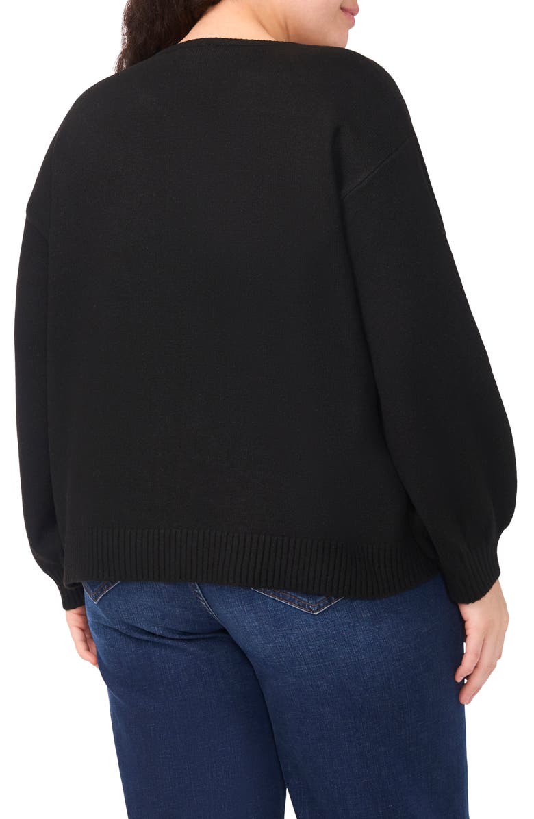 CeCe Velvet Bow Closure Cardigan, Alternate, color, Rich Black