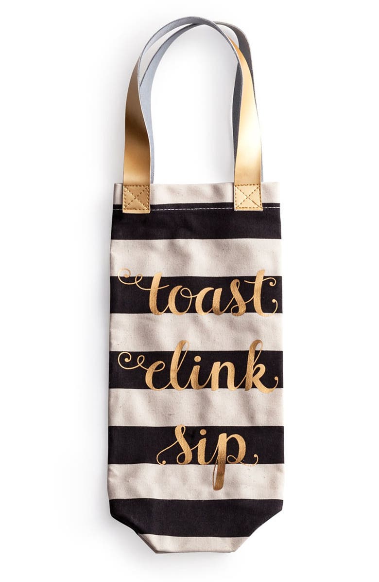 Rosanna 'Toast Clink Sip' Canvas Wine Tote, Main, color,