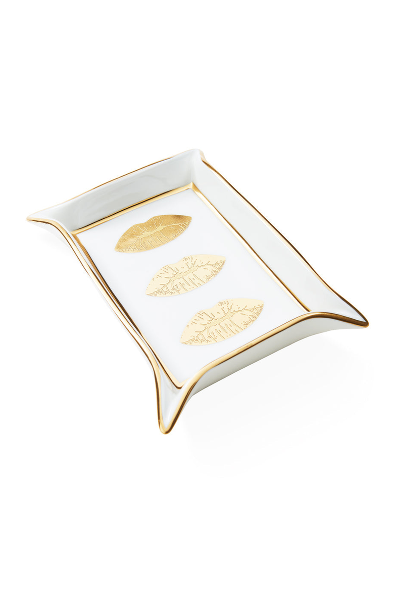Lips Valet Tray, Alternate, color, White / Gold