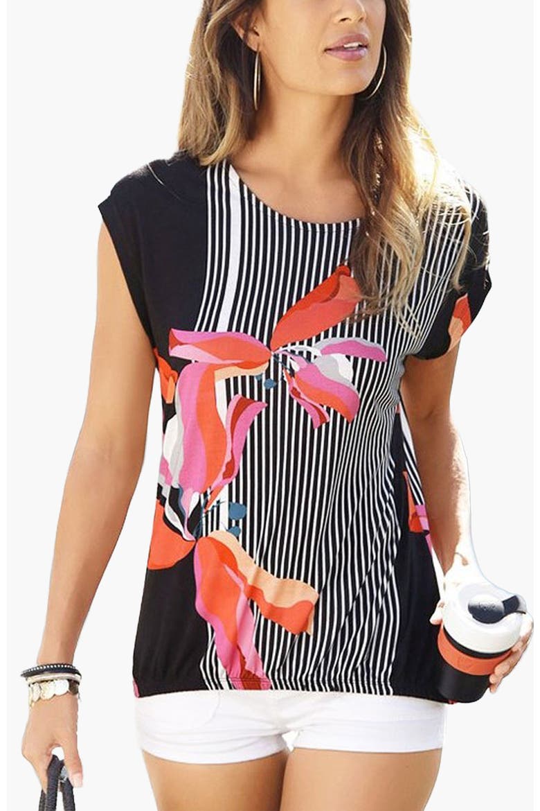 Women's Allover Mix Print Top, Main, color, Black Multi