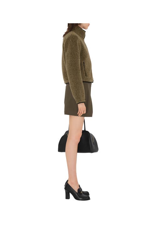Burberry Cropped Fleece Jacket In Mire Melange