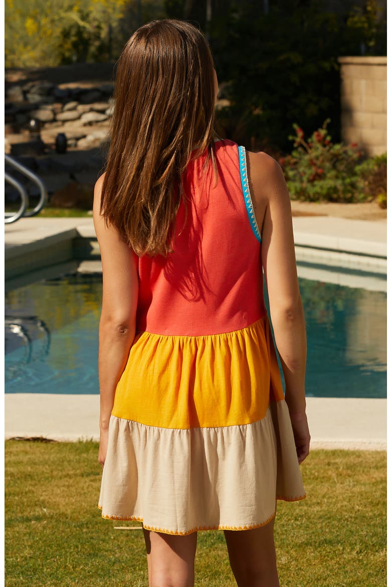 Lagos Embroidered Colorblock Cover-Up Minidress, Alternate, color, SCARLET