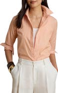 Lauren Ralph Lauren Stripe Cotton Broadcloth Button-Up Shirt