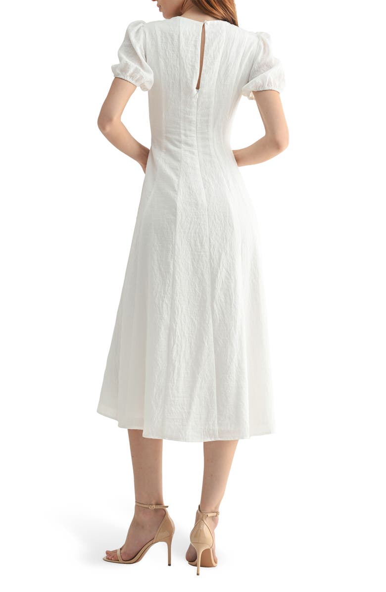 Mila Mae Puff Sleeve A-Line Midi Dress, Alternate, color, 