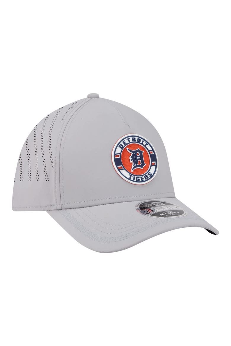 Men's New Era Gray Detroit Tigers Patch 39THIRTY A-Frame M-Crown Perforated Flex Hat, Alternate, color, Gray