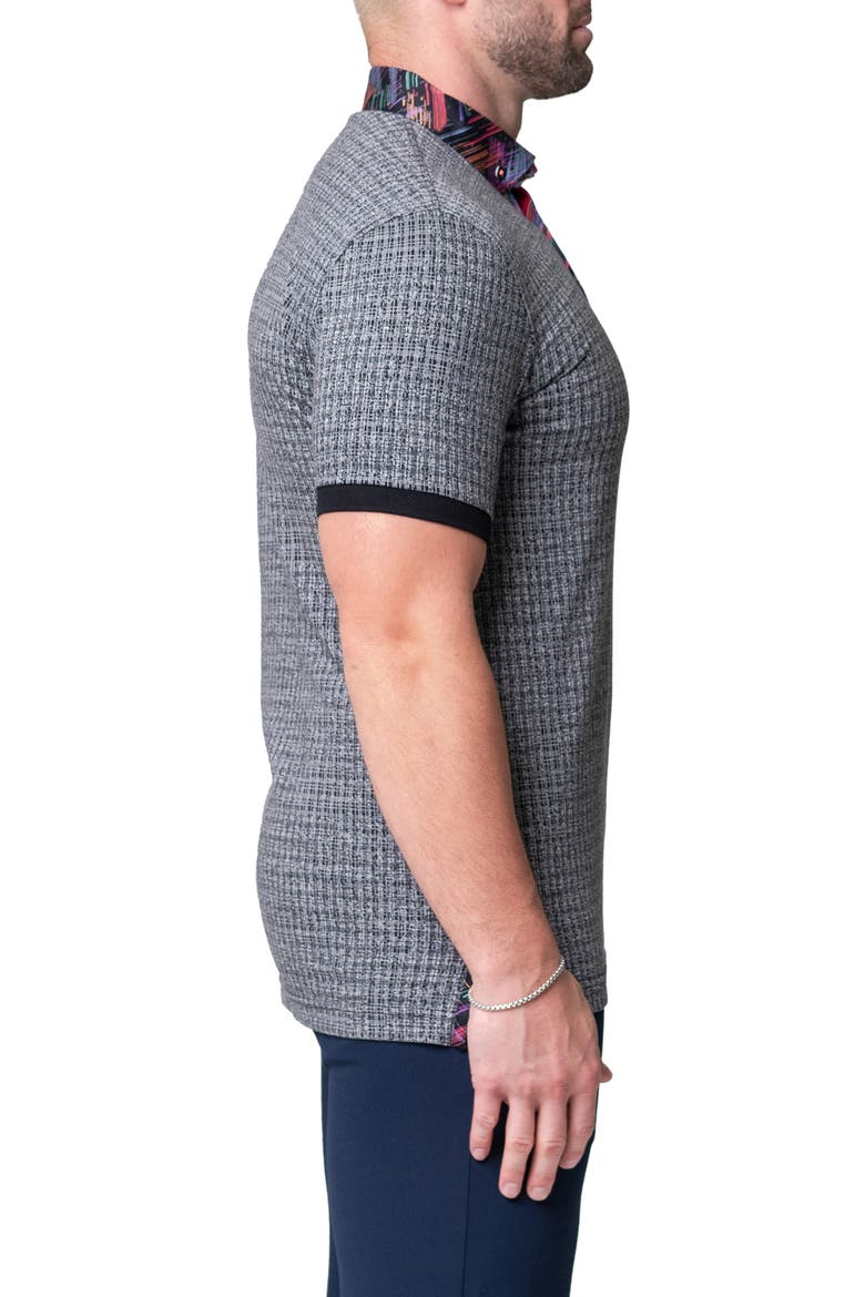 Mozartmaki Grey Short Sleeve Cotton Polo, Alternate, color, GREY